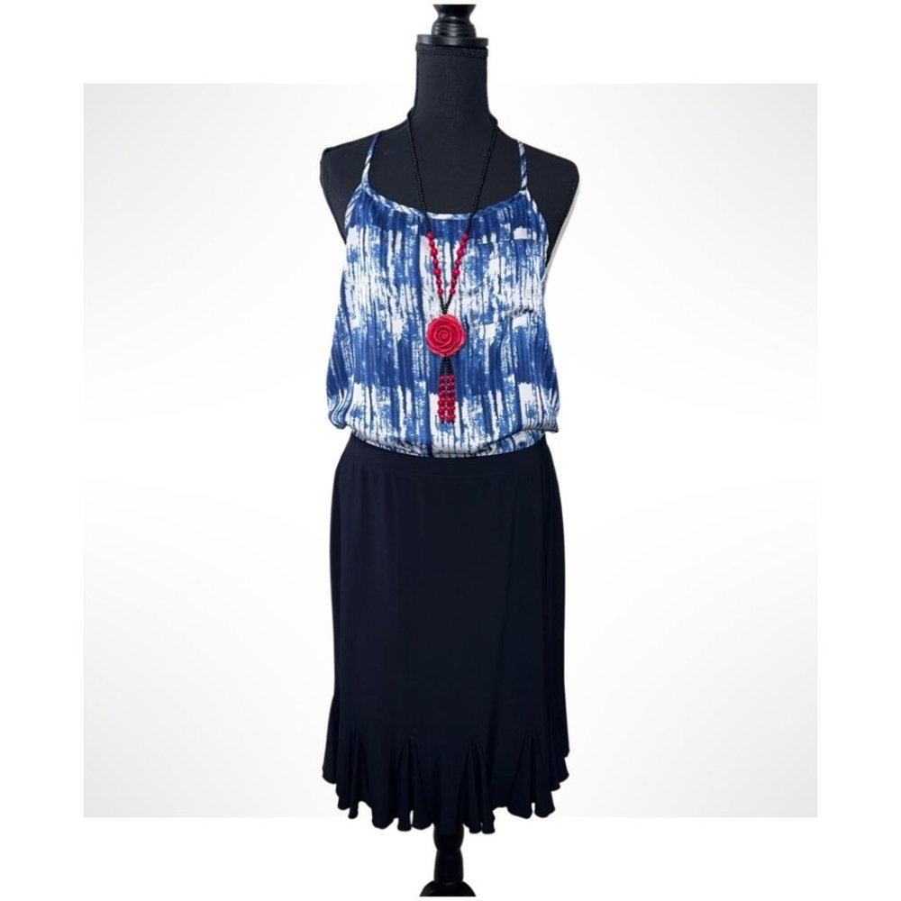 WHITE HOUSE BLACK MARKET MEDIUM SKIRT AND AKIRA SLEEVELESS BLOUSE OUTFIT BUNDLE